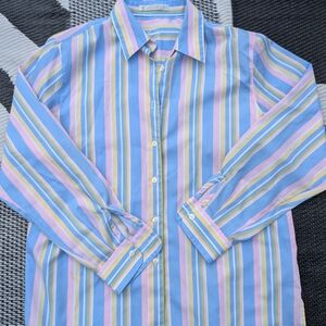 Foxcroft Lady's Stripe Shirt. Wrinkle Free Size 12